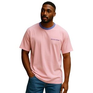 Homme + Femme Men’s Crewneck Knit Pink T-Shirt-NEW